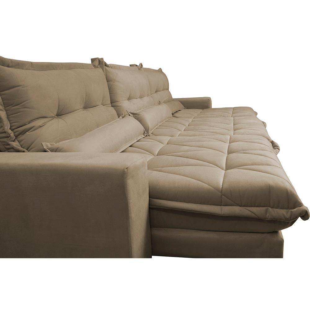Sofá Retrátil e Reclinável 3,52m com Molas Ensacadas Cama Inbox Soft Tecido Suede Velusoft Castor - 4