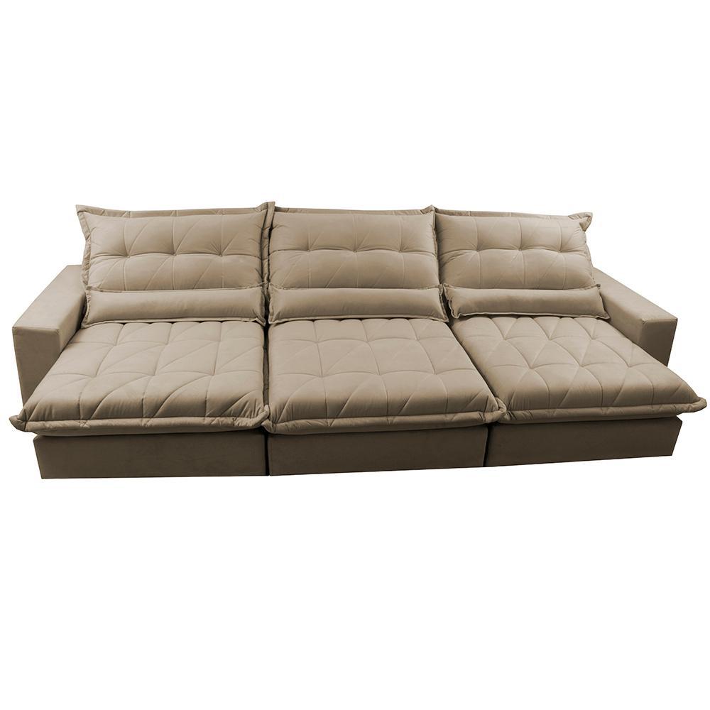 Sofá Retrátil e Reclinável 3,52m com Molas Ensacadas Cama Inbox Soft Tecido Suede Velusoft Castor - 5
