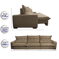 Sofá Retrátil e Reclinável 3,52m com Molas Ensacadas Cama Inbox Soft Tecido Suede Velusoft Castor - 2