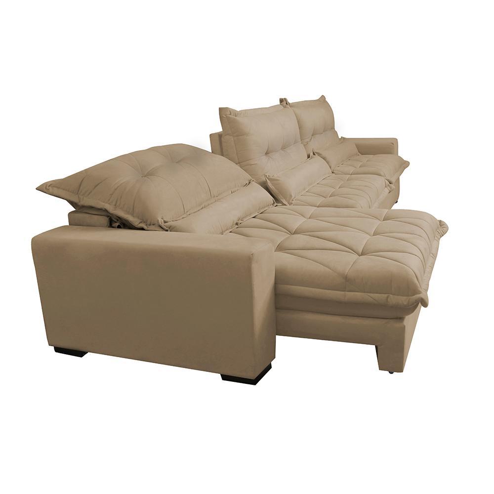 Sofá Retrátil e Reclinável 3,82m com Molas Ensacadas Cama Inbox Soft Tecido Suede Velusoft Castor - 7