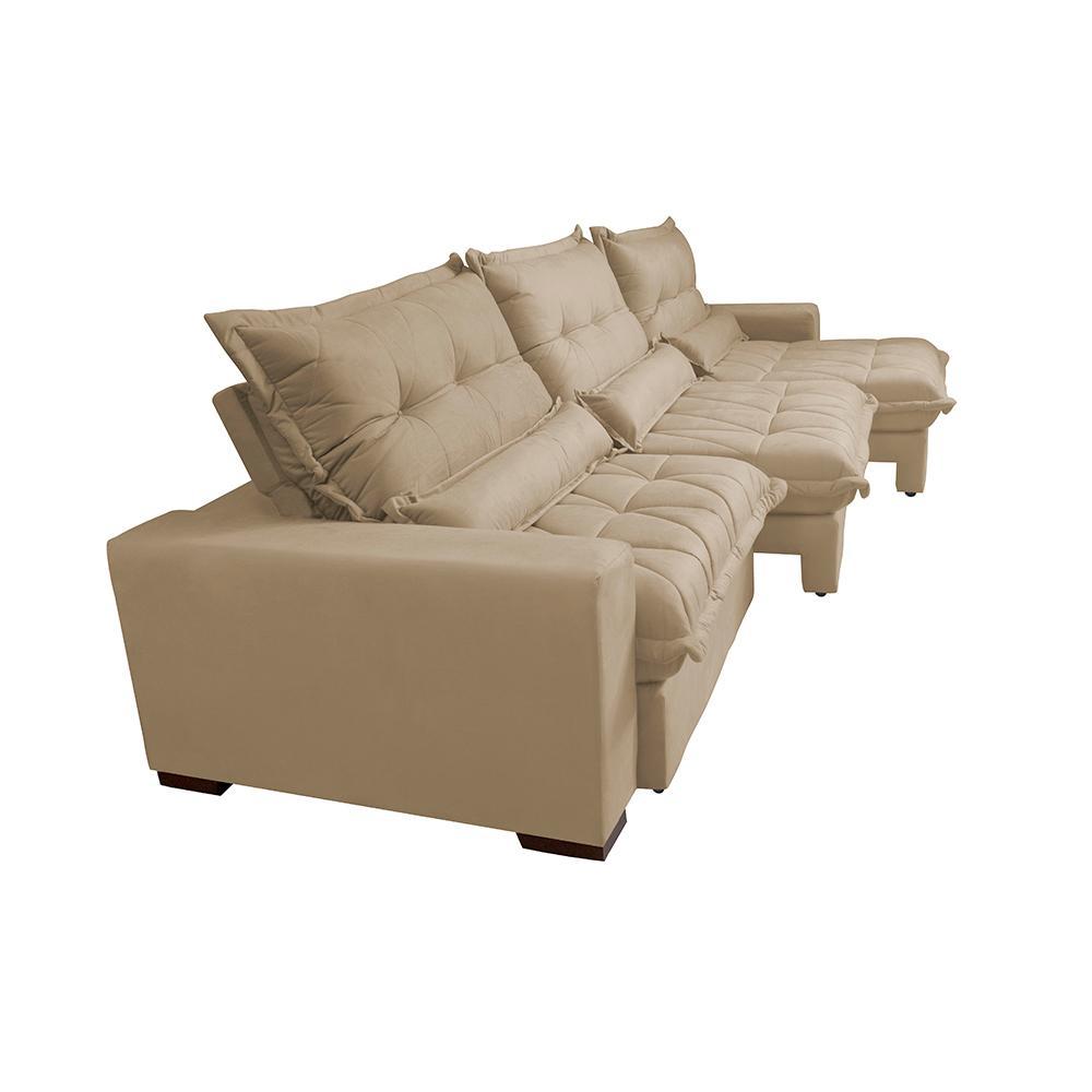 Sofá Retrátil e Reclinável 3,82m com Molas Ensacadas Cama Inbox Soft Tecido Suede Velusoft Castor - 8