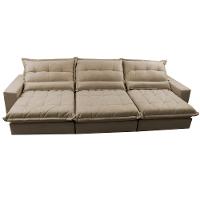 Sofá Retrátil e Reclinável 3,82m com Molas Ensacadas Cama Inbox Soft Tecido Suede Velusoft Castor - 5