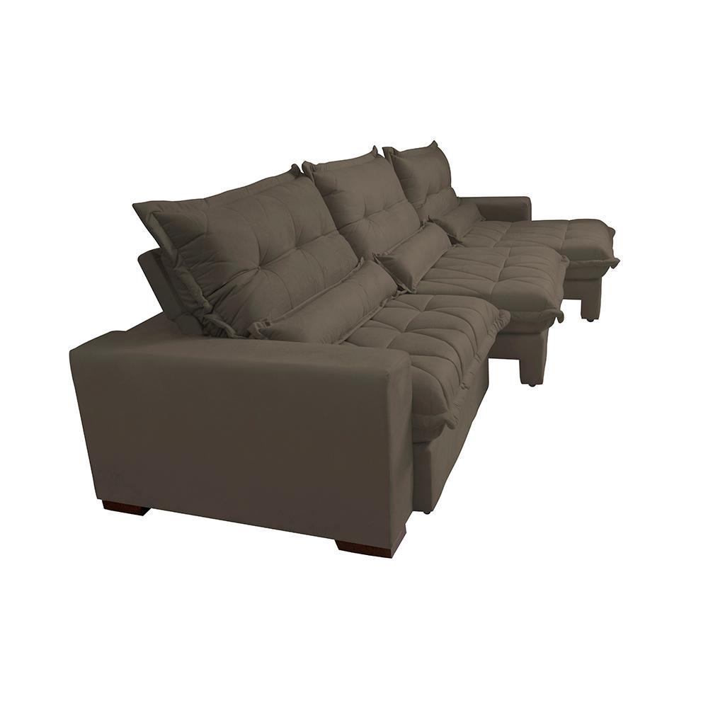 Sofá Retrátil e Reclinável 3,82m com Molas Ensacadas Cama Inbox Soft Tecido Suede Velusoft Café - 8