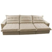Sofá Retrátil e Reclinável 3,82m com Molas Ensacadas Cama Inbox Soft Tecido Suede Velusoft Bege - 5