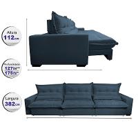 Sofá Retrátil e Reclinável 3,82m com Molas Ensacadas Cama Inbox Soft Tecido Suede Velusoft Azul - 2