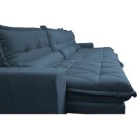 Sofá Retrátil e Reclinável 3,82m com Molas Ensacadas Cama Inbox Soft Tecido Suede Velusoft Azul