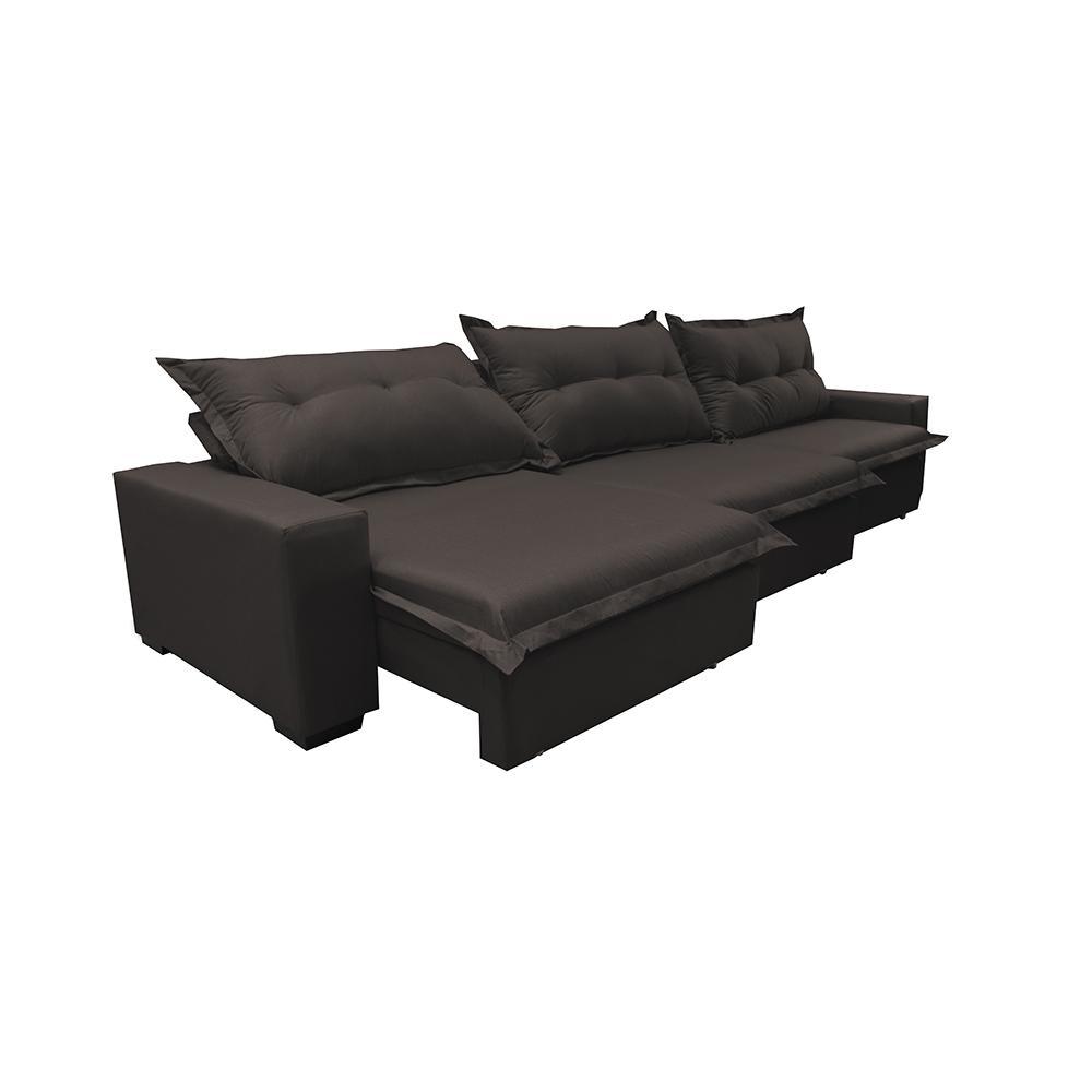 Sofá Retrátil e Reclinável 3,82m com Molas Ensacadas Cama inBox Prime Tecido Linho Marrom - 7