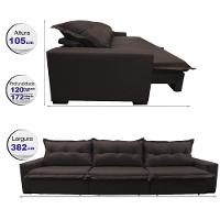 Sofá Retrátil e Reclinável 3,82m com Molas Ensacadas Cama inBox Prime Tecido Linho Marrom - 2