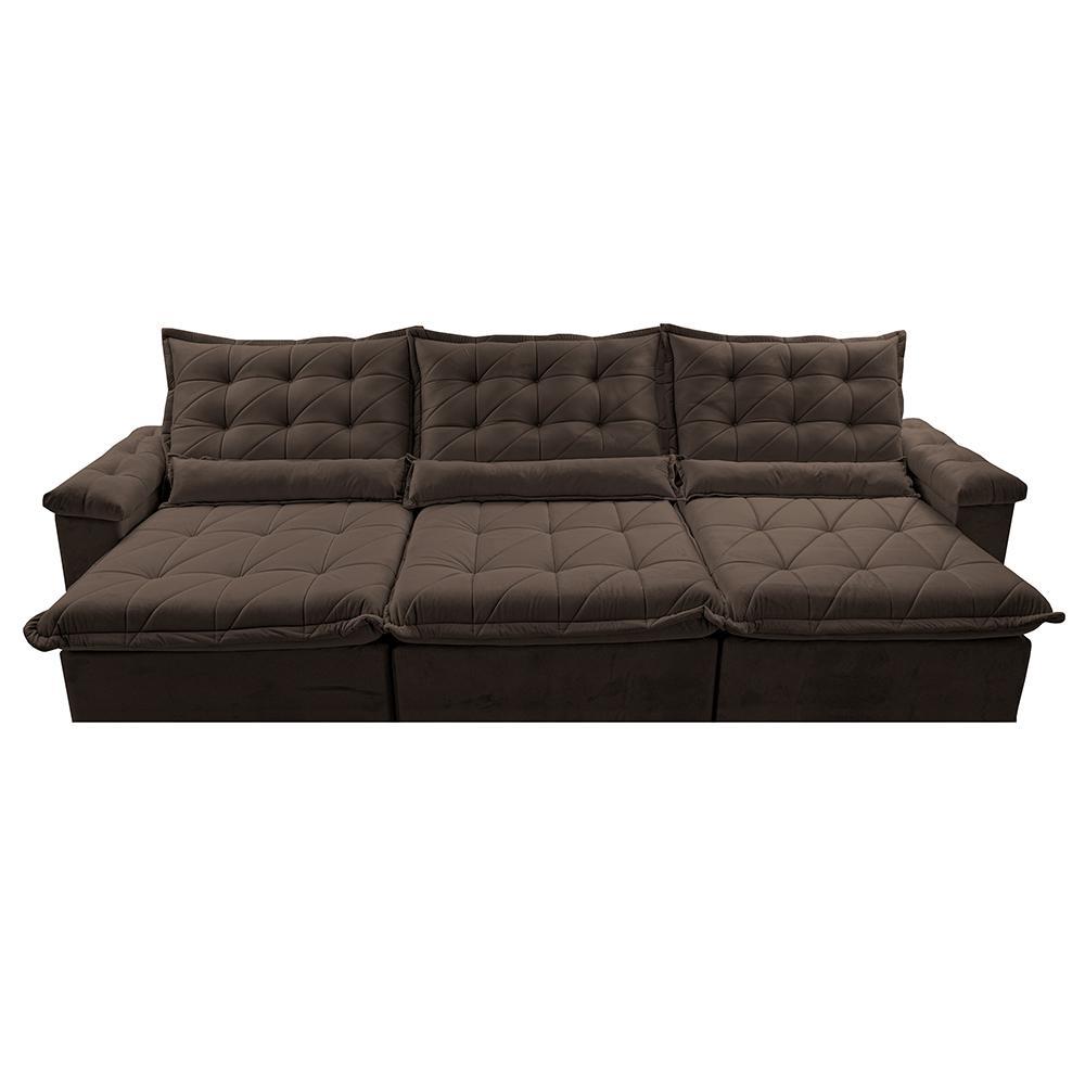 Sofá Retrátil e Reclinável 3,55m Cama inBox Big Fresh com SoftGel D40 Velupluma Café - 5