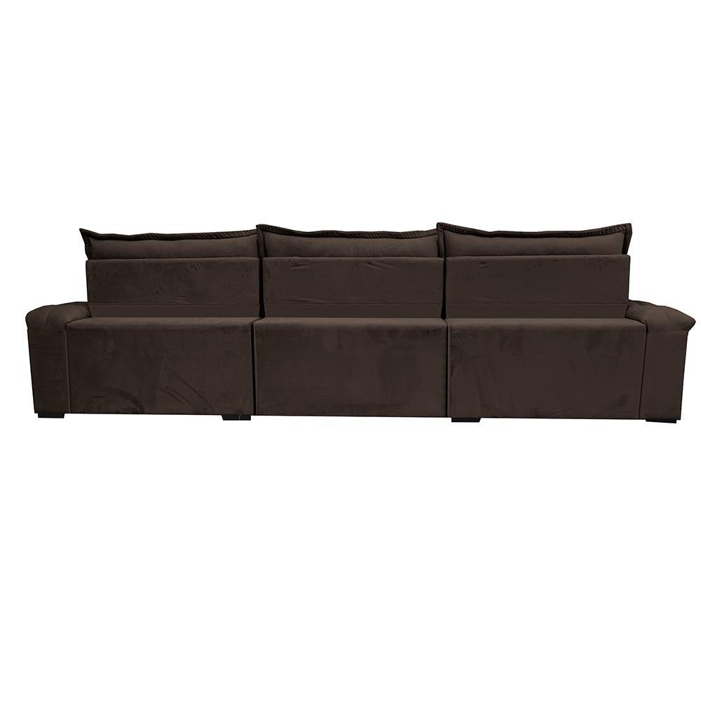 Sofá Retrátil e Reclinável 3,55m Cama inBox Big Fresh com SoftGel D40 Velupluma Café - 6