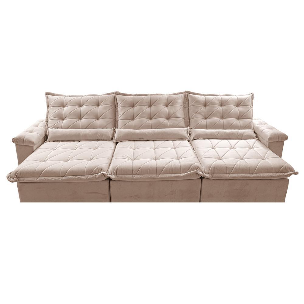 Sofá Retrátil e Reclinável 3,55m Cama inBox Big Fresh com SoftGel D40 Velupluma Bege - 5