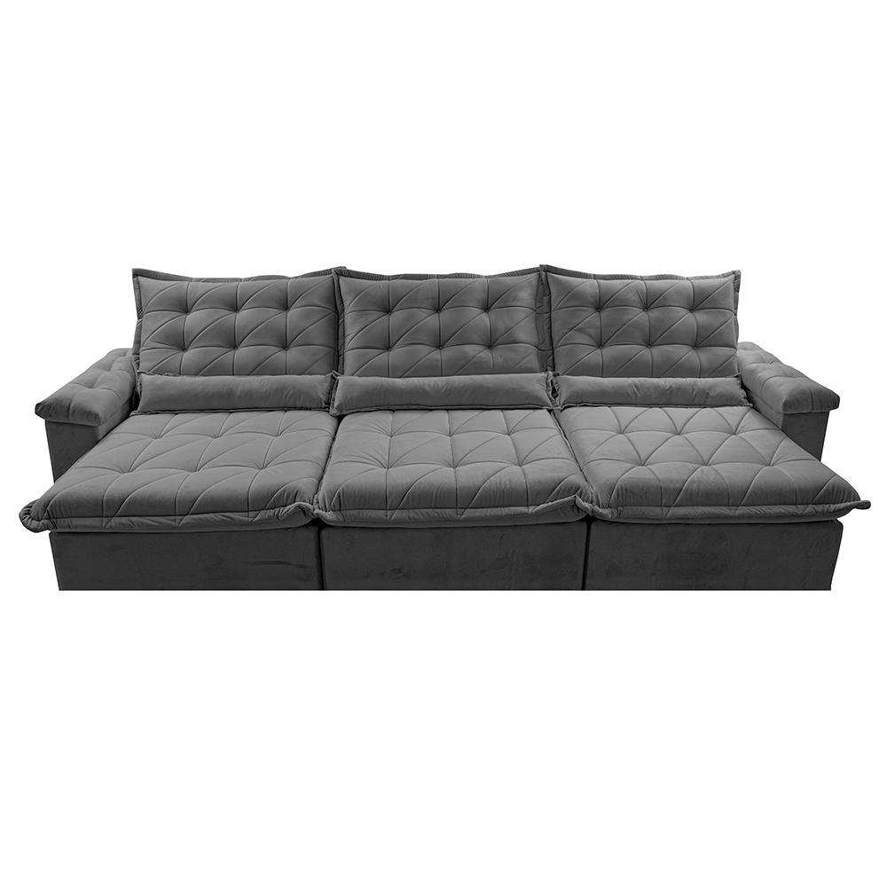 Sofá Retrátil e Reclinável 3,55m Cama inBox Big Fresh com SoftGel D40 Velupluma Cinza - 5
