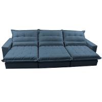 Sofá Retrátil e Reclinável 3,52m com Molas Ensacadas Cama Inbox Soft Tecido Suede Velusoft Azul - 5