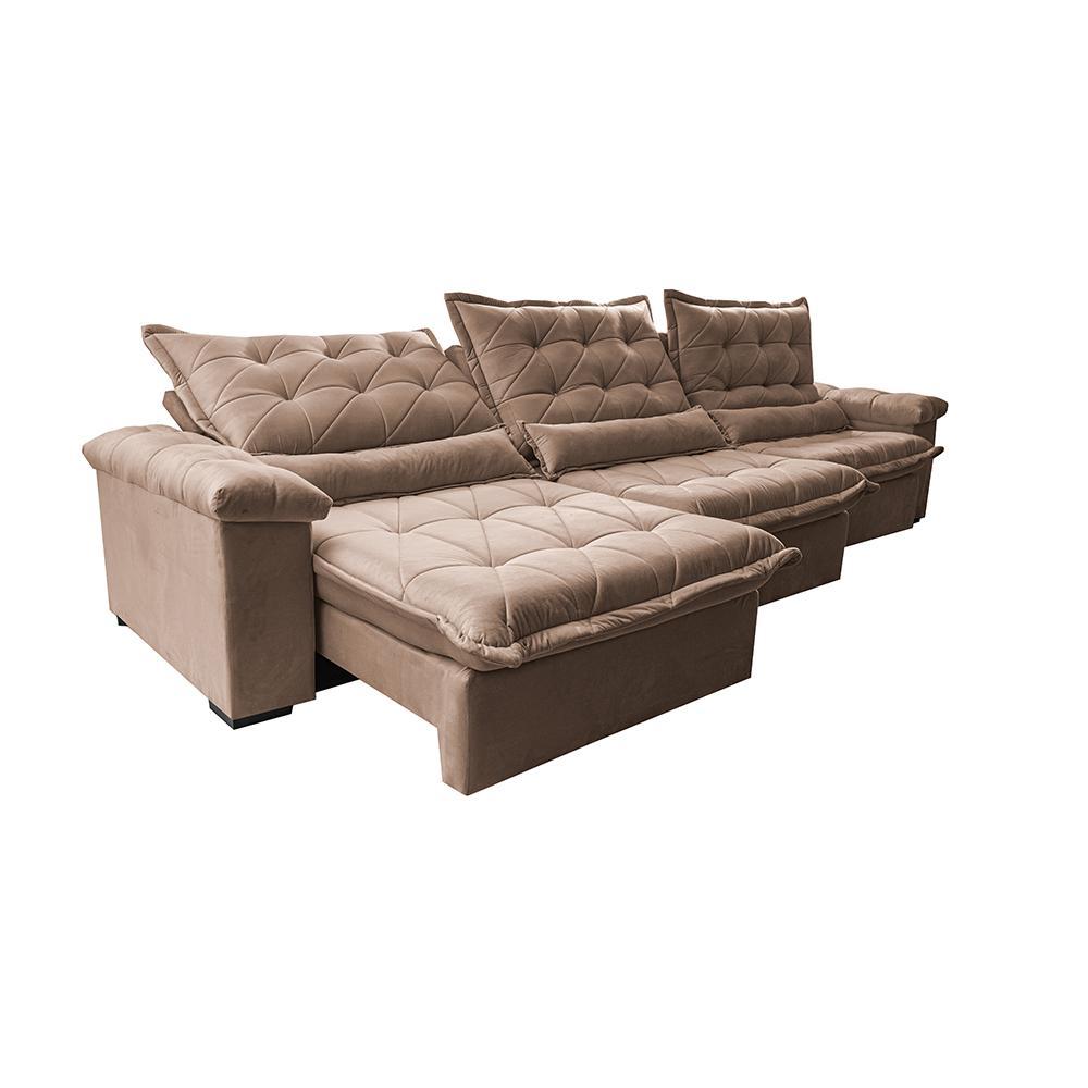 Sofá Retrátil e Reclinável 3,55m Cama inBox Big Fresh com SoftGel D40 Velupluma Castor - 7