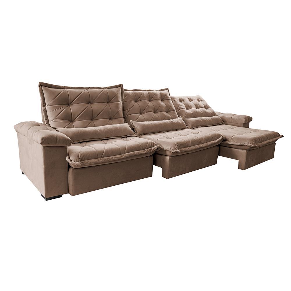 Sofá Retrátil e Reclinável 3,55m Cama inBox Big Fresh com SoftGel D40 Velupluma Castor - 8