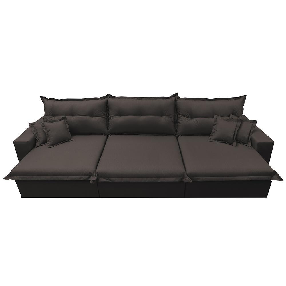 Sofá Retrátil e Reclinável 3,52m com Molas Ensacadas Cama inBox Prime Tecido Linho Marrom - 5