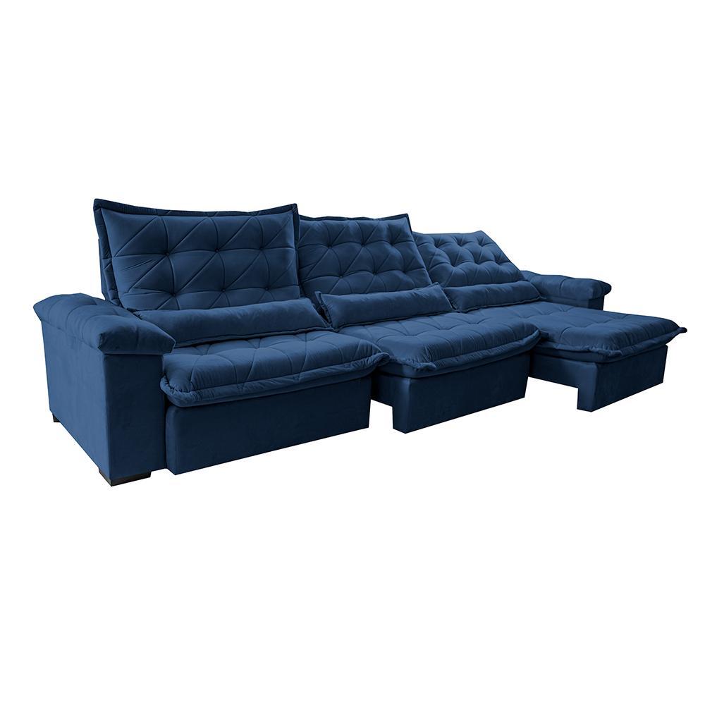 Sofá Retrátil e Reclinável 3,55m Cama inBox Big Fresh com SoftGel D40 Velupluma Azul - 8
