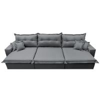 Sofá Retrátil e Reclinável 3,82m com Molas Ensacadas Cama inBox Prime Tecido Linho Cinza Escuro - 5