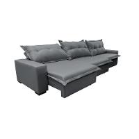 Sofá Retrátil e Reclinável 3,82m com Molas Ensacadas Cama inBox Prime Tecido Linho Cinza Escuro - 7