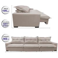 Sofá Retrátil e Reclinável 3,82m com Molas Ensacadas Cama inBox Prime Tecido Linho Bege Claro - 2