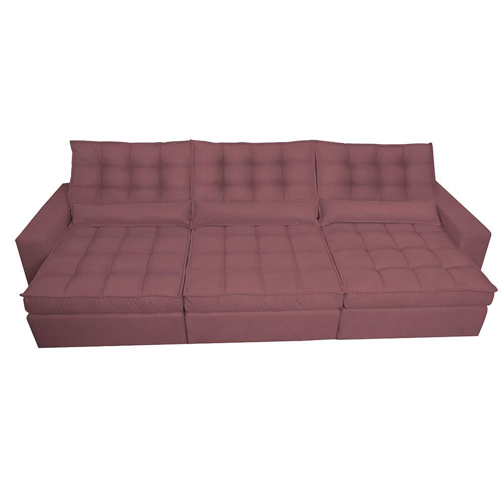 Sofá Retrátil e Reclinável 3,52m com Molas Ensacadas Cama Inbox Gold Tecido Suede Velusoft Vinho - 5