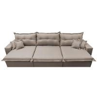 Sofá Retrátil e Reclinável 3,52m com Molas Ensacadas Cama inBox Prime Tecido Linho Bege Escuro - 5