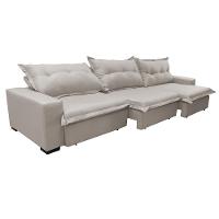 Sofá Retrátil e Reclinável 3,52m com Molas Ensacadas Cama inBox Prime Tecido Linho Bege Claro - 8