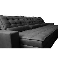 Sofá Retrátil e Reclinável 3,52m com Molas Ensacadas Cama Inbox Gold Tecido Suede Velusoft Preto
