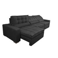 Sofá Retrátil e Reclinável 3,52m com Molas Ensacadas Cama Inbox Gold Tecido Suede Velusoft Preto - 7