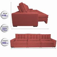 Sofá Retrátil e Reclinável 3,82m com Molas Ensacadas Cama Inbox Gold Tecido Suede Velusoft Vermelho - 2