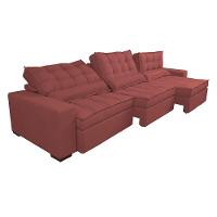 Sofá Retrátil e Reclinável 3,82m com Molas Ensacadas Cama Inbox Gold Tecido Suede Velusoft Vermelho - 8
