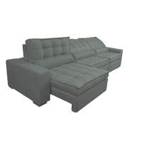 Sofá Retrátil e Reclinável 3,82m com Molas Ensacadas Cama Inbox Gold Tecido Suede Velusoft Cinza - 7