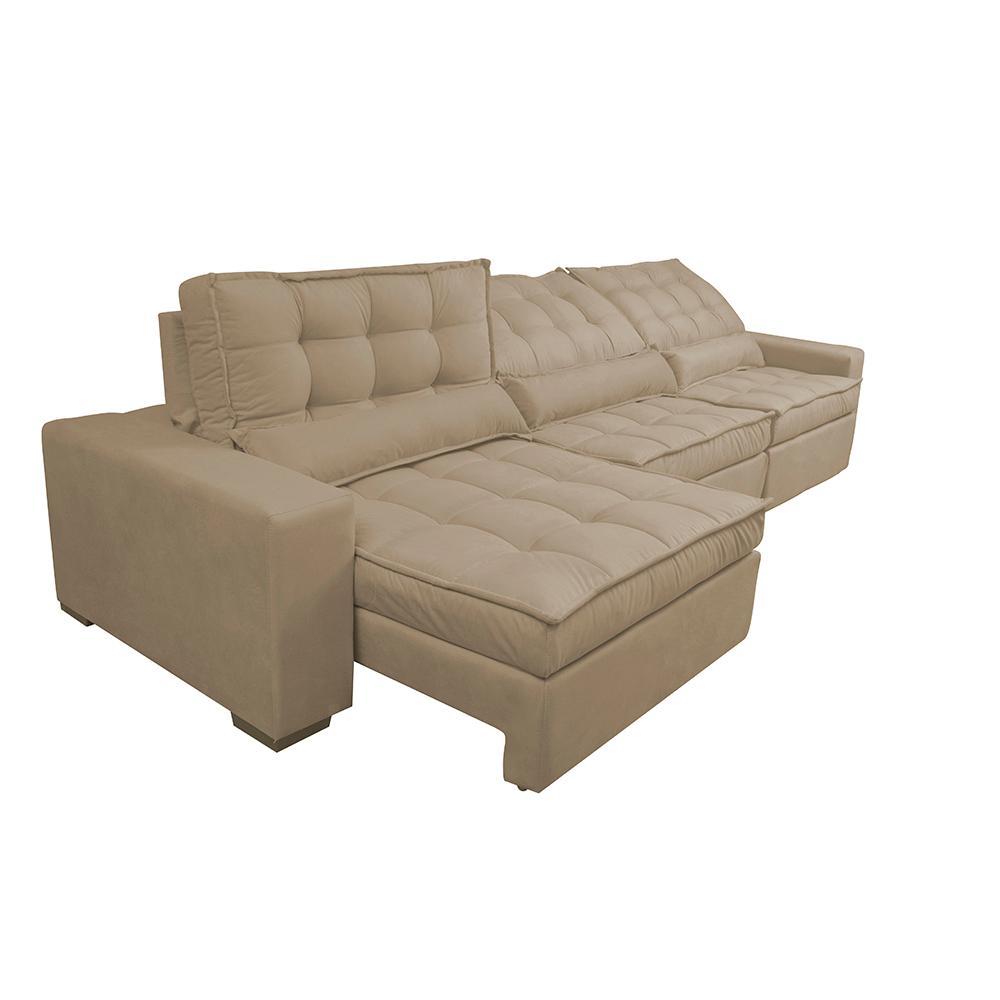 Sofá Retrátil e Reclinável 3,82m com Molas Ensacadas Cama Inbox Gold Tecido Suede Velusoft Castor - 7