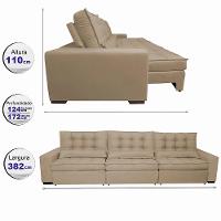 Sofá Retrátil e Reclinável 3,82m com Molas Ensacadas Cama Inbox Gold Tecido Suede Velusoft Castor - 2