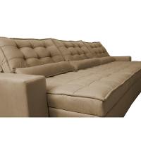 Sofá Retrátil e Reclinável 3,82m com Molas Ensacadas Cama Inbox Gold Tecido Suede Velusoft Castor