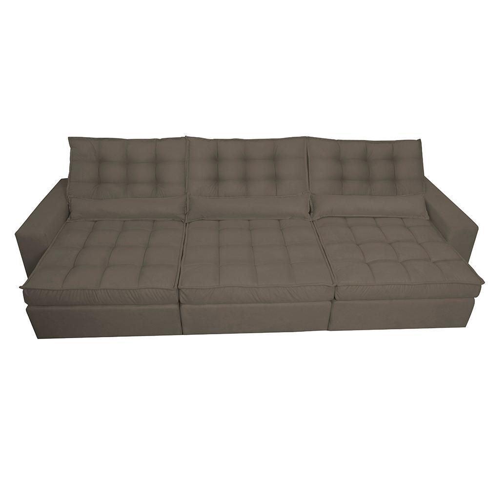 Sofá Retrátil e Reclinável 3,52m com Molas Ensacadas Cama Inbox Gold Tecido Suede Velusoft Café - 5