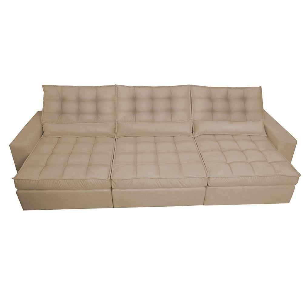Sofá Retrátil e Reclinável 3,52m com Molas Ensacadas Cama Inbox Gold Tecido Suede Velusoft Castor - 5