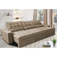 Sofá Retrátil e Reclinável 3,52m com Molas Ensacadas Cama Inbox Gold Tecido Suede Velusoft Castor - 1