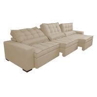 Sofá Retrátil e Reclinável 3,52m com Molas Ensacadas Cama Inbox Gold Tecido Suede Velusoft Bege - 8