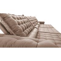 Sofá Retrátil e Reclinável 3,55m Molas Ensacadas Cama inBox Big Space com Bordado 3D Velusoft Bege