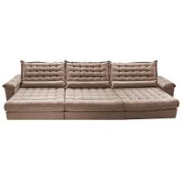 Sofá Retrátil e Reclinável 3,55m Molas Ensacadas Cama inBox Big Space com Bordado 3D Velusoft Bege - 5