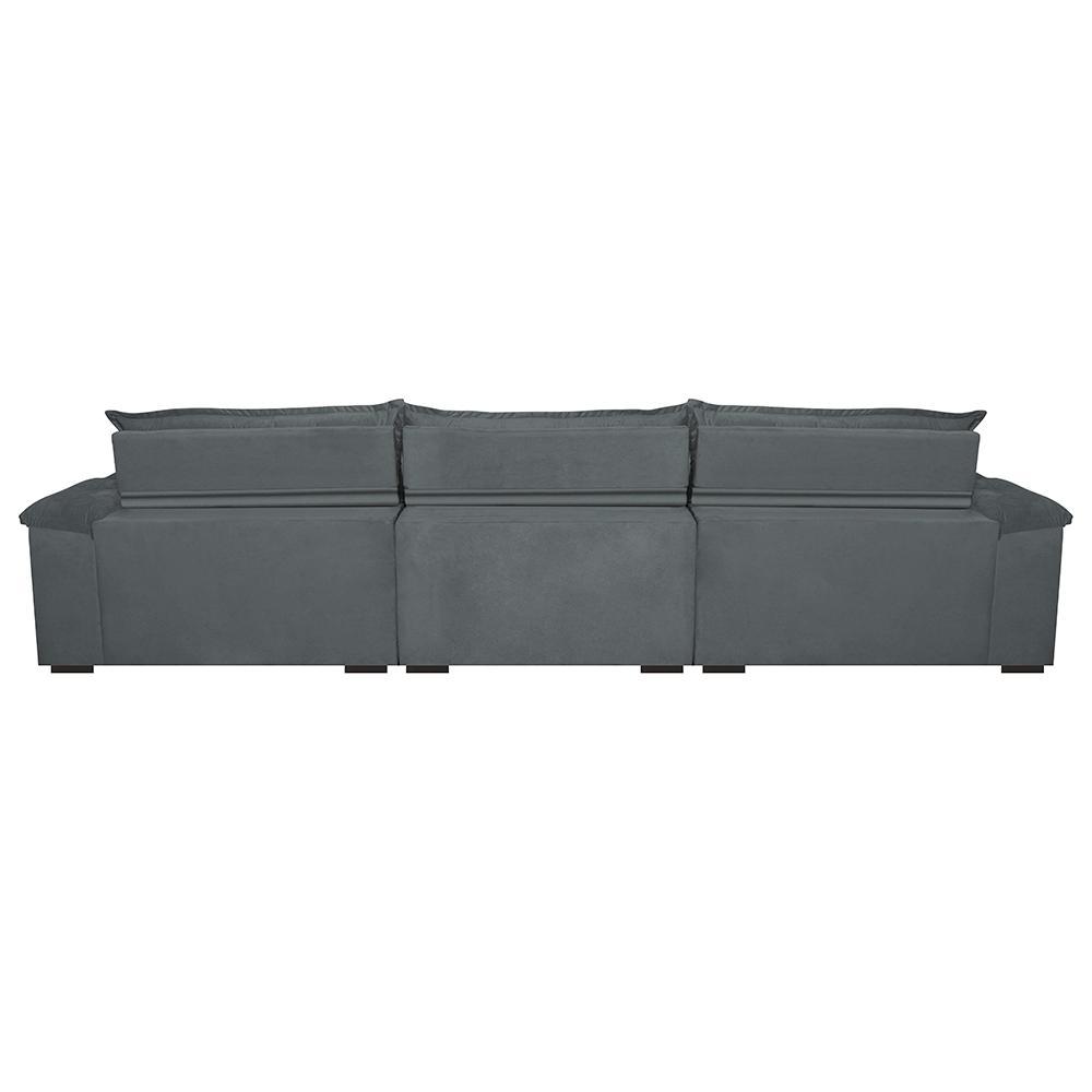 Sofá Retrátil e Reclinável 3,52m com Molas Ensacadas Cama inBox Aconchego Tecido Velusoft Cinza - 6