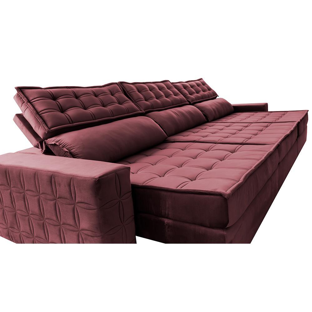 Sofá Retrátil e Reclinável 3,55m Cama inBox Big Star com SoftGel D40 Velupluma Vinho - 4