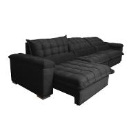 Sofá Retrátil e Reclinável 3,52m com Molas Ensacadas Cama inBox Aconchego Tecido Velusoft Preto - 8