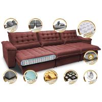 Sofá Retrátil e Reclinável 3,52m com Molas Ensacadas Cama inBox Aconchego Tecido Velusoft Vermelho - 3