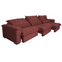 Sofá Retrátil e Reclinável 3,52m com Molas Ensacadas Cama inBox Aconchego Tecido Velusoft Vermelho - 7