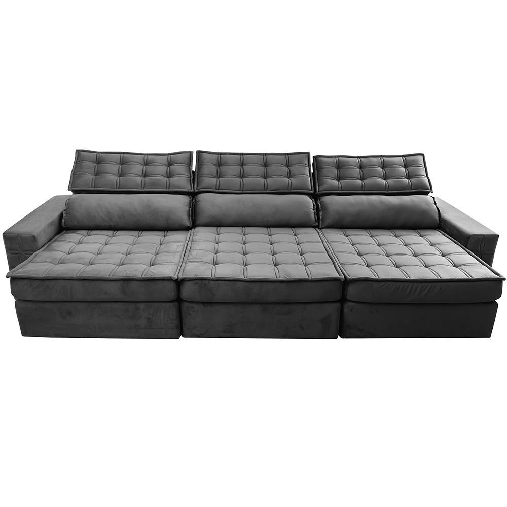 Sofá Retrátil e Reclinável 3,55m Cama inBox Big Star com SoftGel D40 Velupluma Cinza - 5