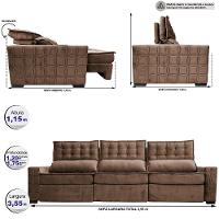 Sofá Retrátil e Reclinável 3,55m Cama inBox Big Star com SoftGel D40 Velupluma Castor - 2