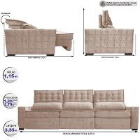 Sofá Retrátil e Reclinável 3,55m Cama inBox Big Star com SoftGel D40 Velupluma Bege - 2