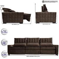 Sofá Retrátil e Reclinável 3,55m Cama inBox Big Star com SoftGel D40 Velupluma Café - 2